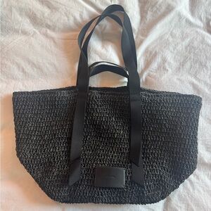 All Saints black raffia beach tote